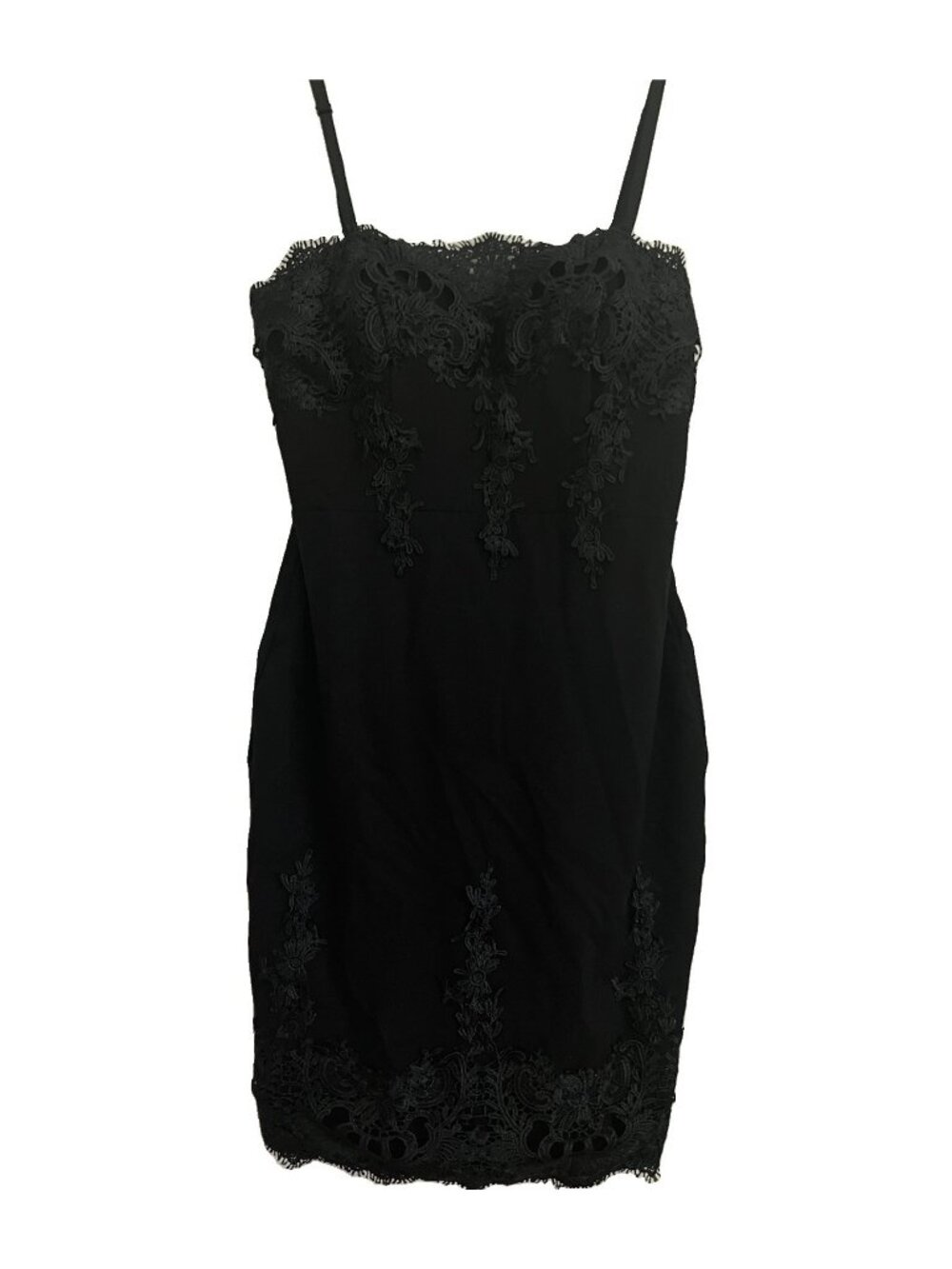 Haute Monde Black Lace Bodycon Mini Dress Sleeveless Zip Back Women’s Large